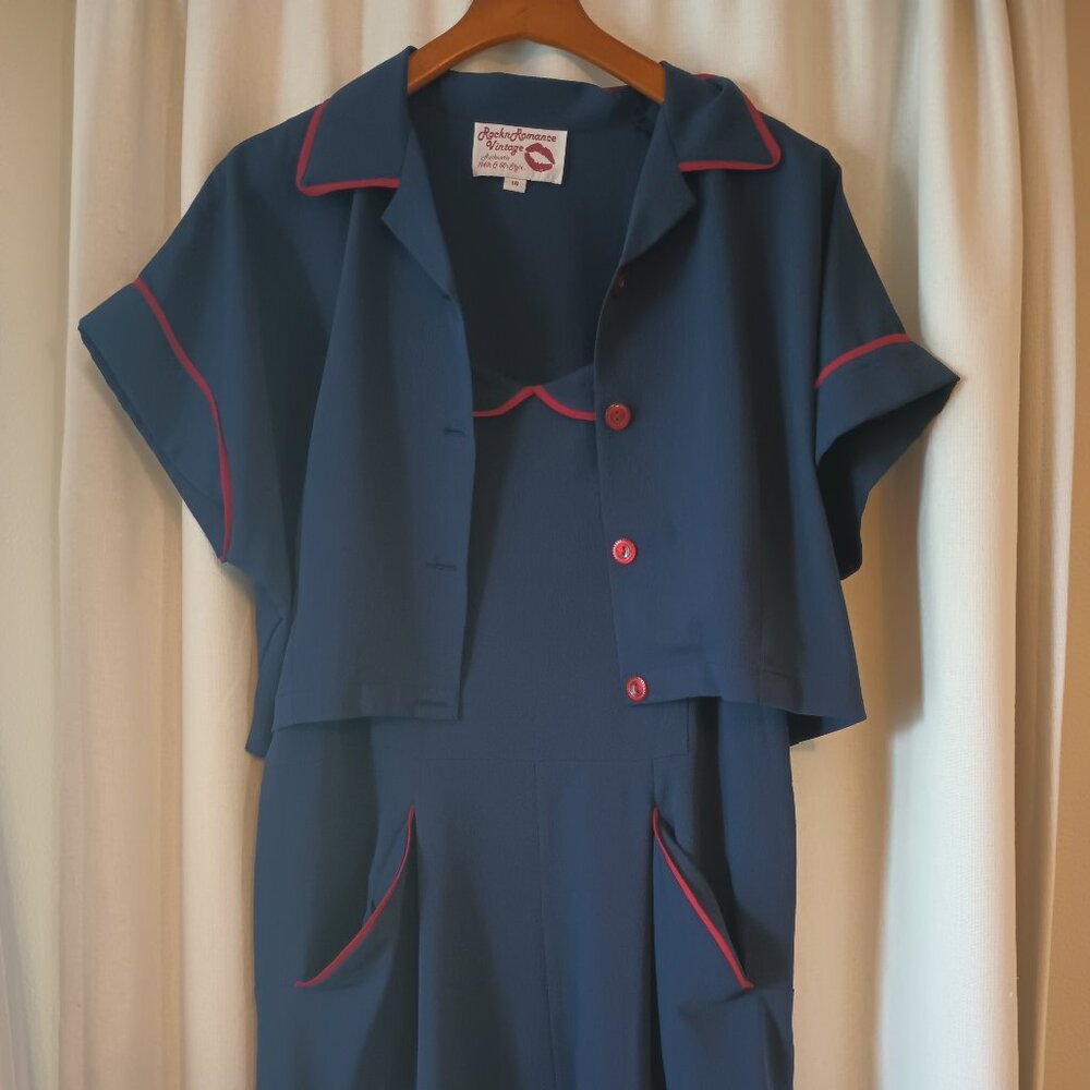 Rock n Romance Lucille 2 piece dress navy and red size 18